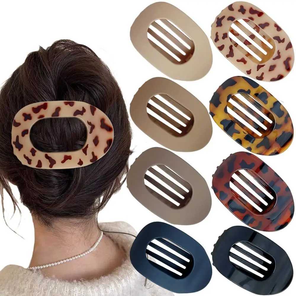 PC Hair Claw Clip for Women New Design Leopard Matte Curved Flat Styling Barrettes Acrylic Lying Down Hair Accessories Z250707