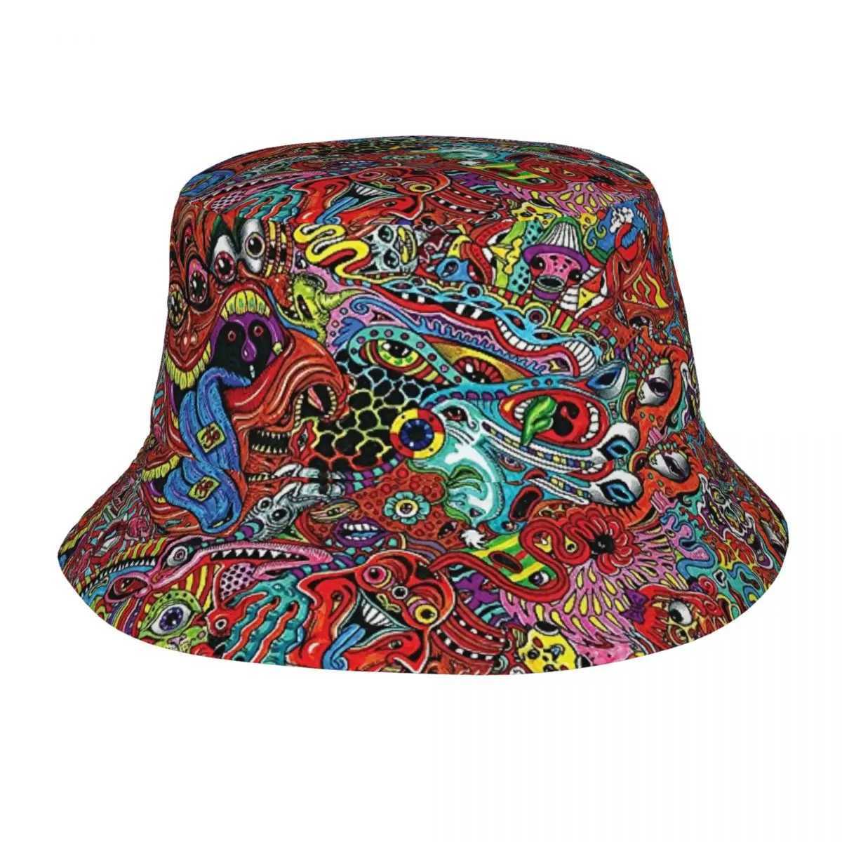 Abstract Drawing Surreal Colorful Psychedelic Art Bucket Hats for Men and Women Unisex Fashion Summer Fisherman Cap Y250707