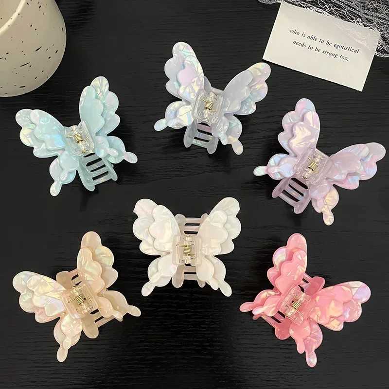 Double-Layered Butterfly Crab Barrette For Women Crab Hair Pins Accessories Anniversary Gift Ladies New Years Day Crab Clip Y250707