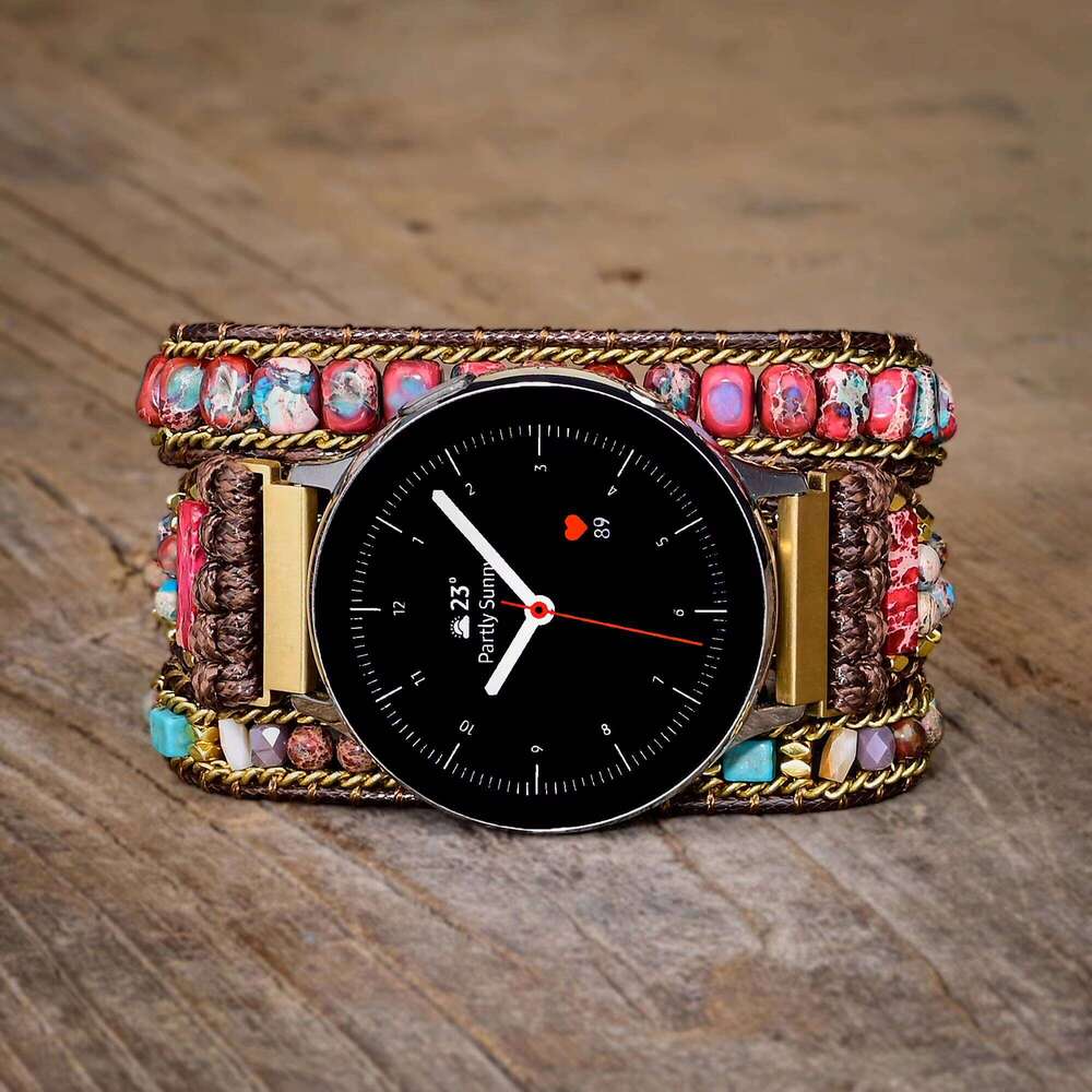 Creative Handmade Smart Red Imperial Stone Samsung Bohemian Jasper Bracelet Watch Strap