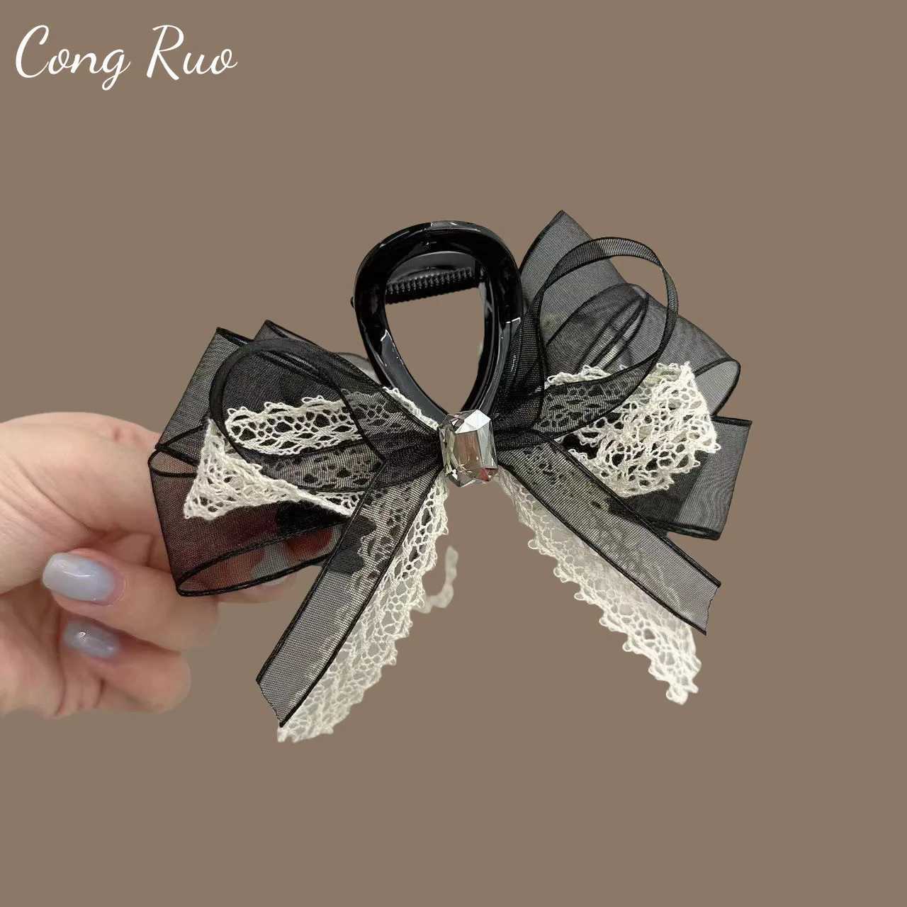 2025 New Original Design Bow Grab Clip Back Head Lace Hairpin Summer Half Tie Ponytail Clip Headgear Disc Hair Shark Clip Z250707