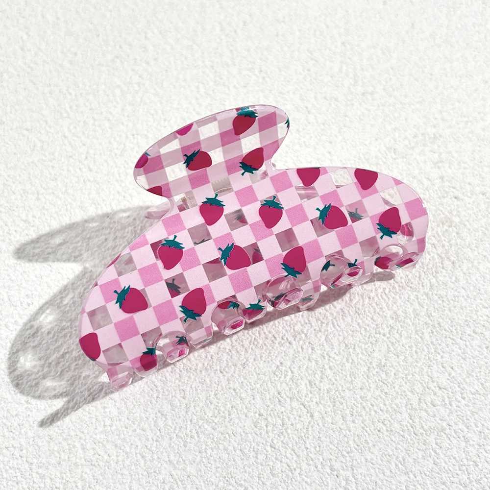 Transparent Colorful Printed Flower Butterfly Lemon Strawberry Hair Clip Claw For Women New Acrylic Barrettes Hair Accessories Y250707