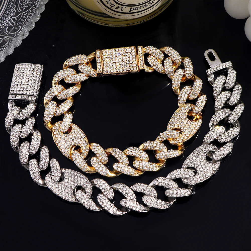 Hip Hop Iced Out Chain Women Men Cuban Bracelet HighQuality Full A Rhinestones Miami Link Bracelets Jewelry 250707