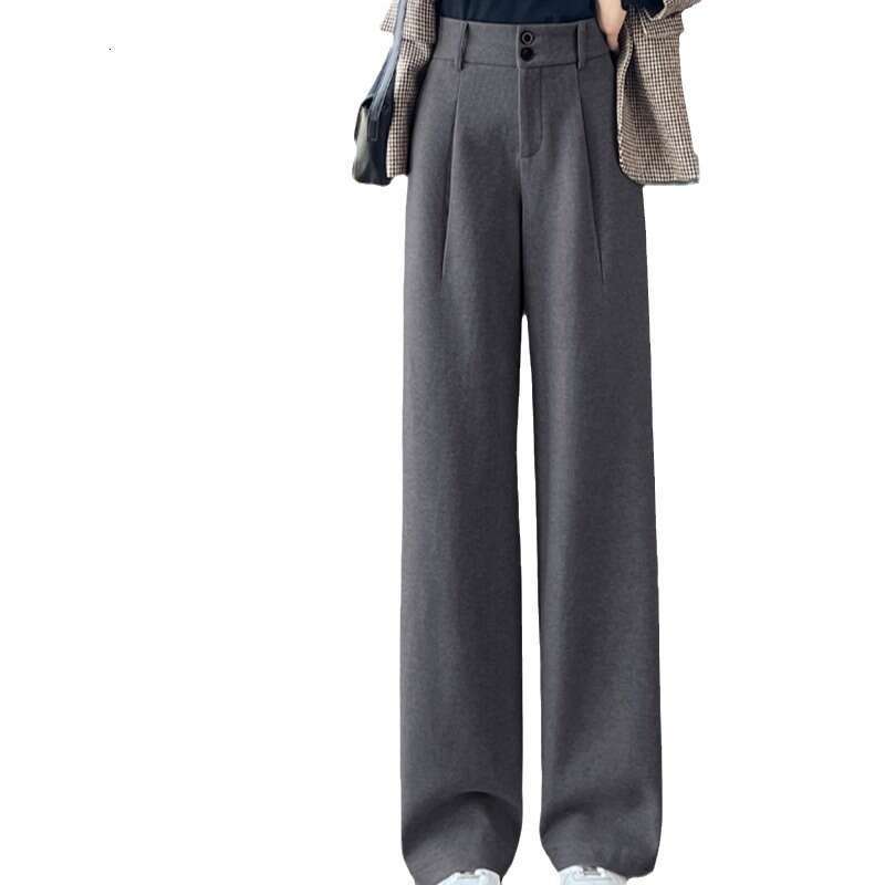 Woolen Wide-Leg Trousers For Women, Autumn And Winter New Loose Versatile High-Waist Draped Straight-Leg Casual Suit Pants B5