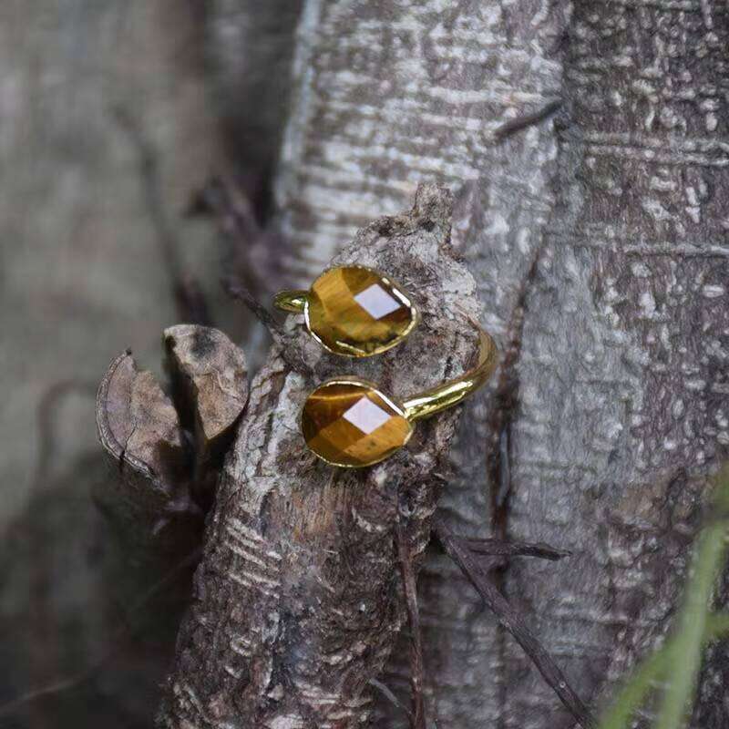 Fashion Adjustable Tiger Eye Stone Ring Gift for Couples
