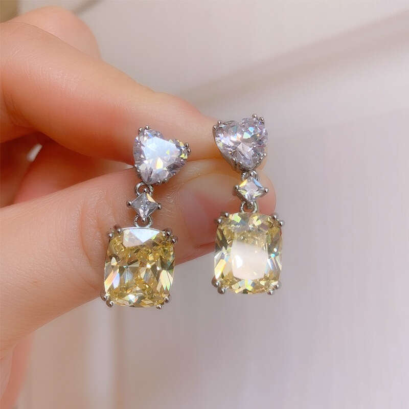 New Trendy Colorful Paraiba Pink Yellow Dia Earrings Micro Pave Jewelry Eca