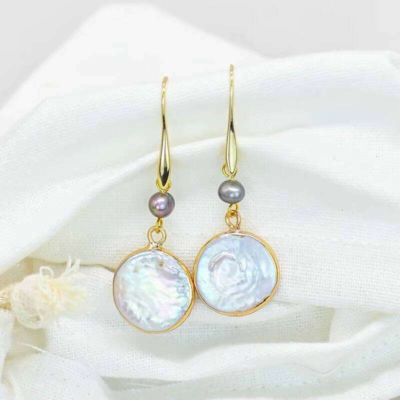 Gray Pearl Irregular Bohemian Style Earrings Water Drop