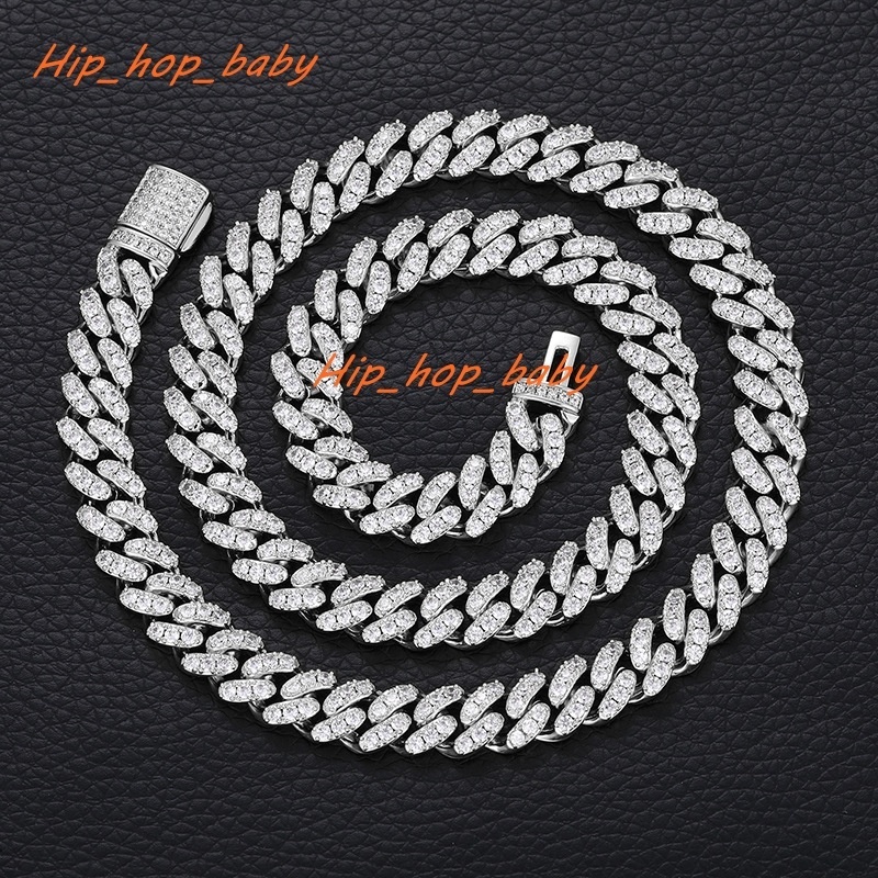 8mm Moissanite Cuban Chain for Mens S925 Silver Pass Test Diamond Necklace Hip Hop Rock Fine Jewelry