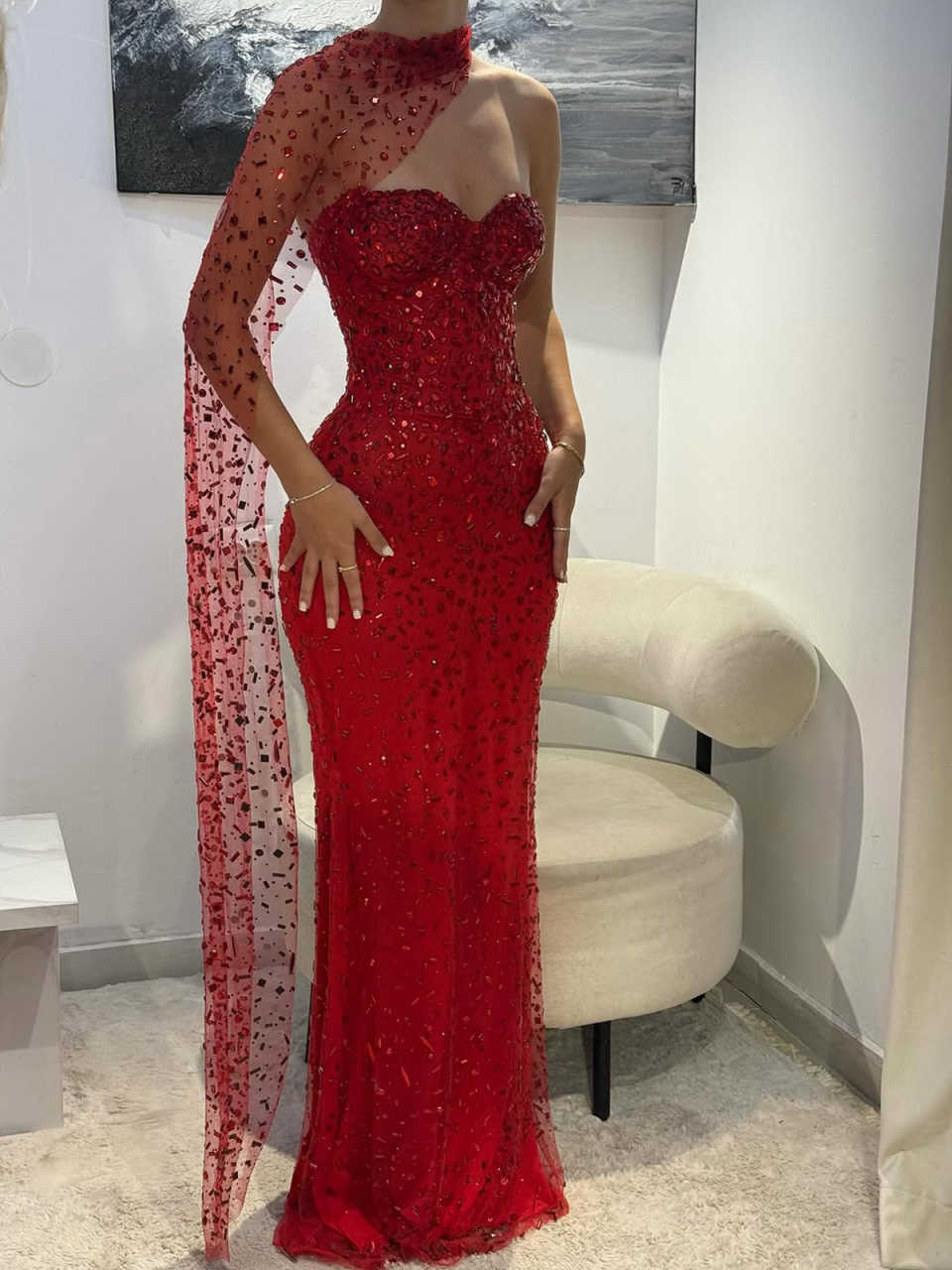 Sparkly Women Evening Dresses Sweetheart Neck Sleeveless Wrap Gown Rhinestone Sweep Train Dress For Party Custom Made