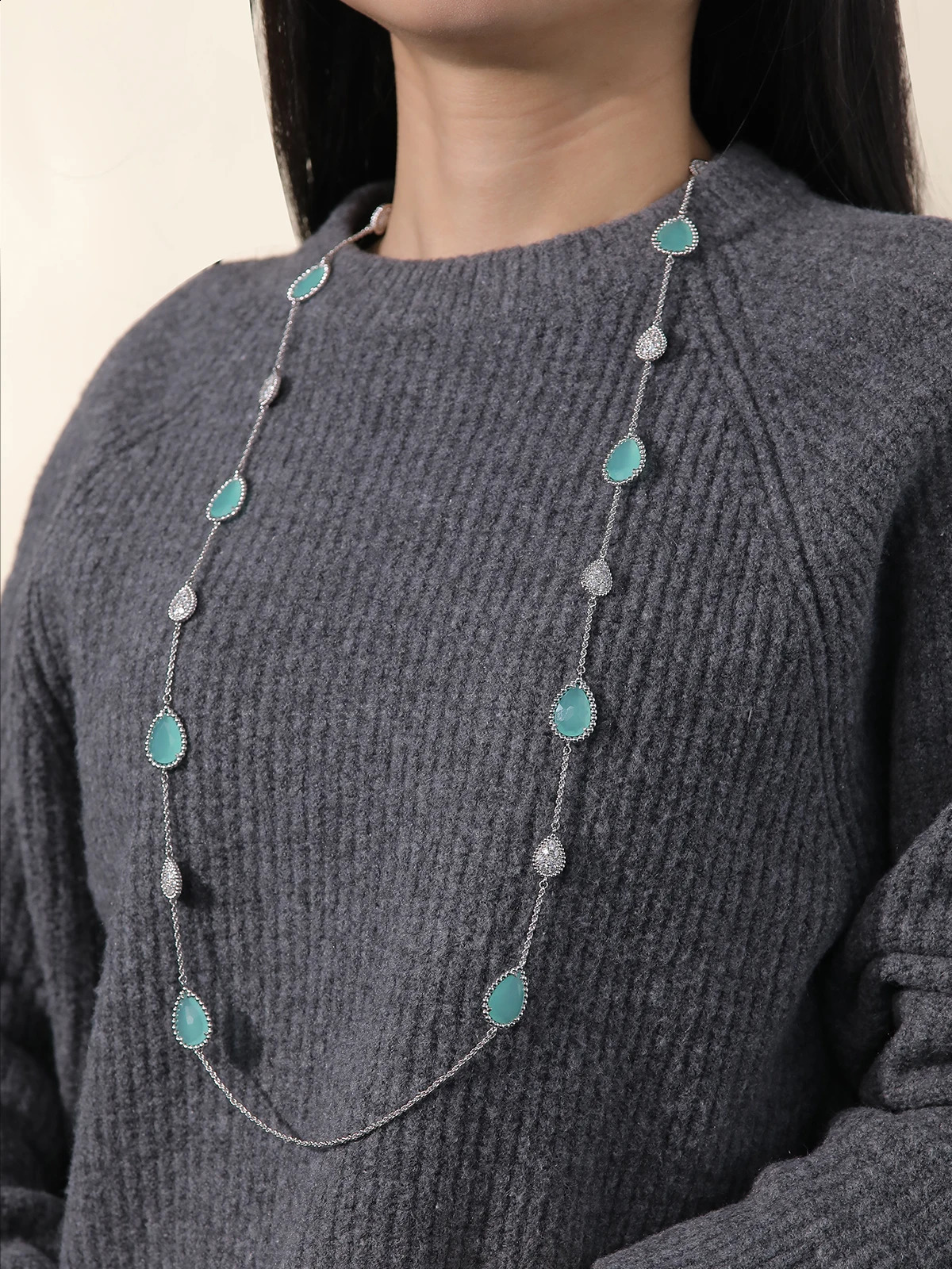 5A Zircon Shell Gemstone Teardrop Bohemian Style Sweater Chain Long Necklaces Gifts for Women Charm Graceful Necklace 250707