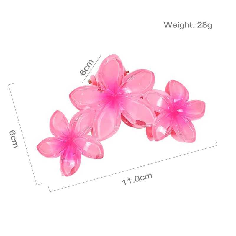 11CM 3 Frangipani Flowers Solid Color Gradient Color Shark Clip Hairpin Headwear Headdress Hair Accessories For Women Girls Y250707