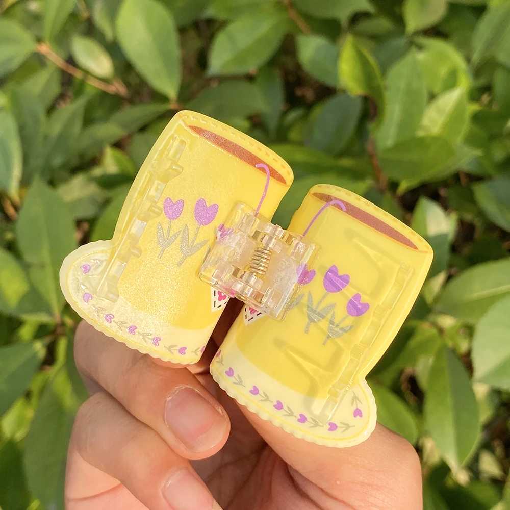 Sweet Cute Plastic Pastoral Flower Print Cup Shark Hairpin For Women Girls New Cute Vase Shape Hair Clip Claw Accessories Y250707