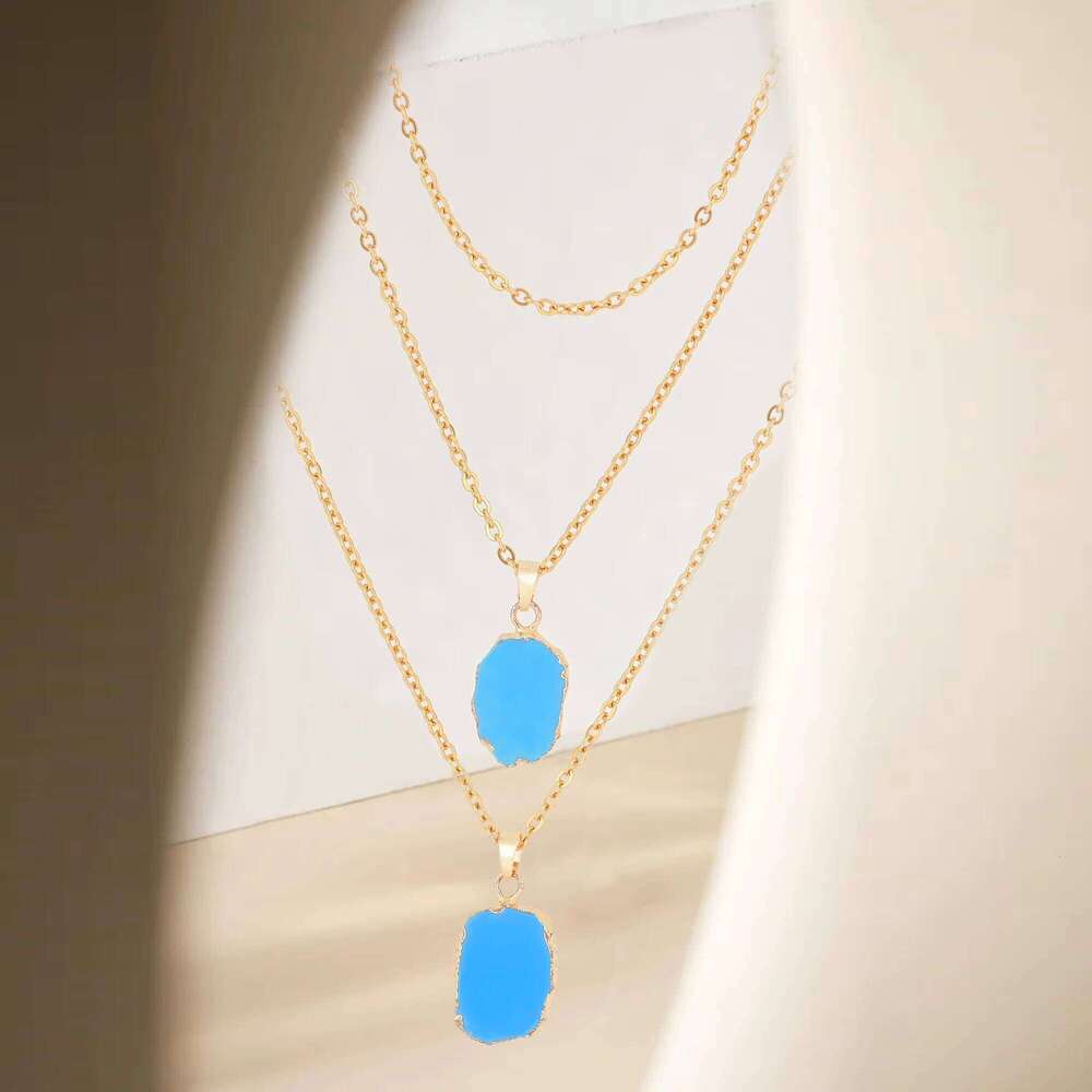 Design Bohemian Natural Copper Chain Howlite Women's Stone Pendant Necklace