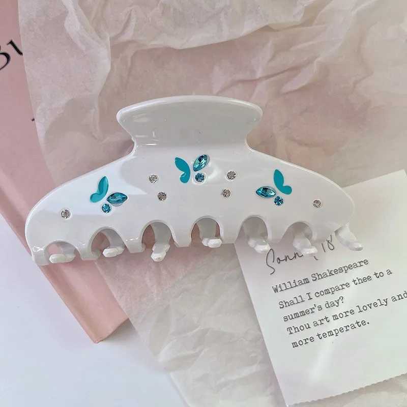Muweordy New Water Diamond Butterfly Hair Clip Acetate Claw Clip Colorful Crab Hair Clip Shark Grip Hair Accessories for Women Y250707