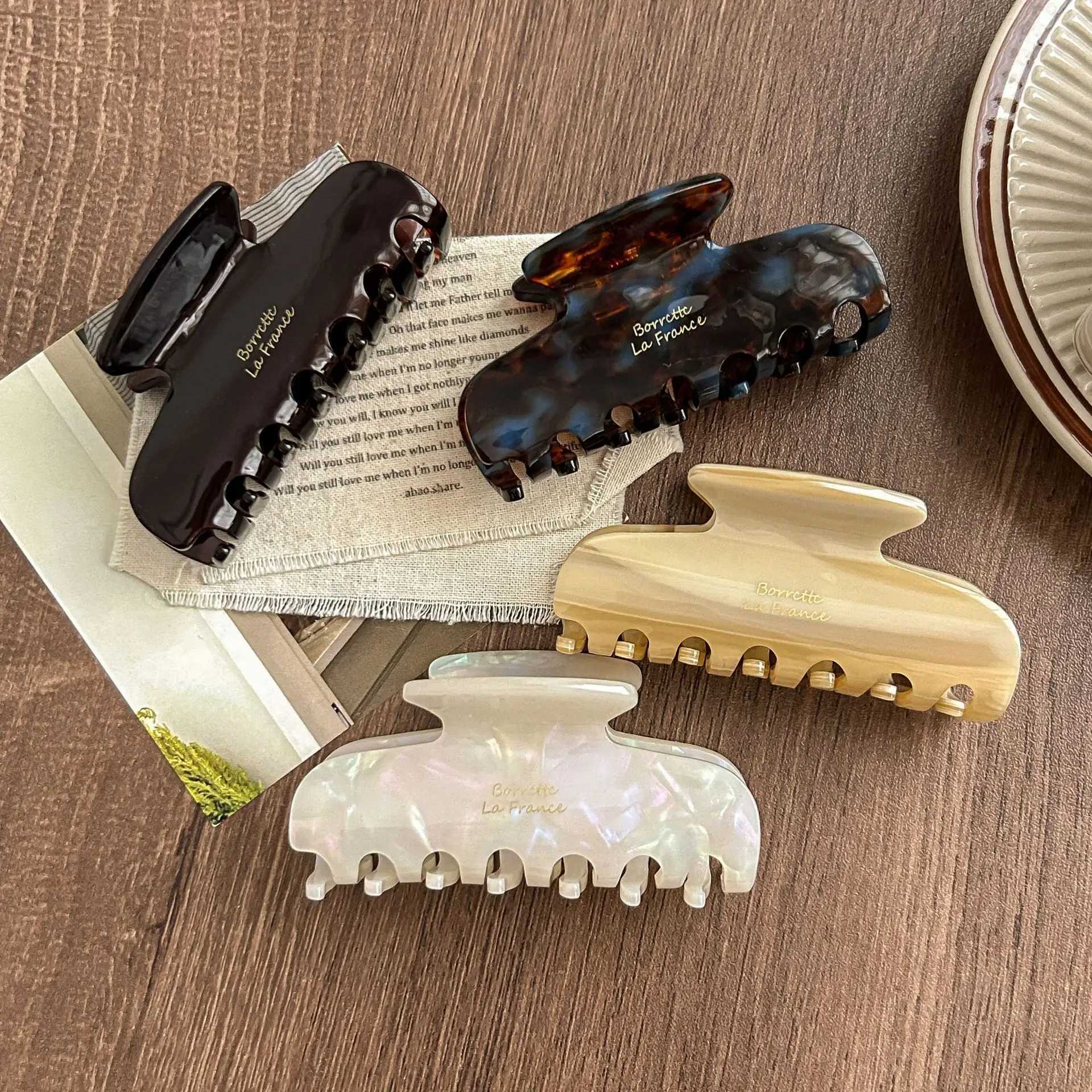 1pc Korean France acetate grab clipsimple retro French elegant temperament back of the head coil hair shark clip hairpin Z250707