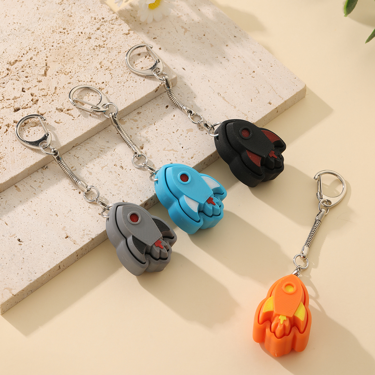 Keychain à fusée imprimé 3D - un jouet de soulagement du stress pour adultes avec un gadget portable de réduction de l'anxiété avec une conceptio