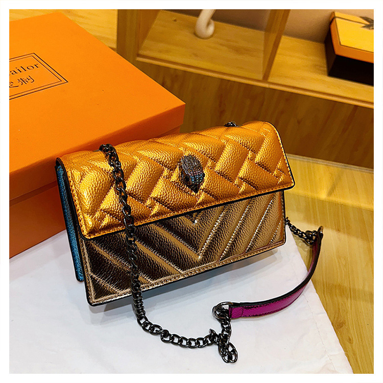 Designer Laser Colorful Patchwork Chain 2025 New Fashion Underarm Quilted Embroidery Eagle Head Crossbody Light Luxury Women's Bag