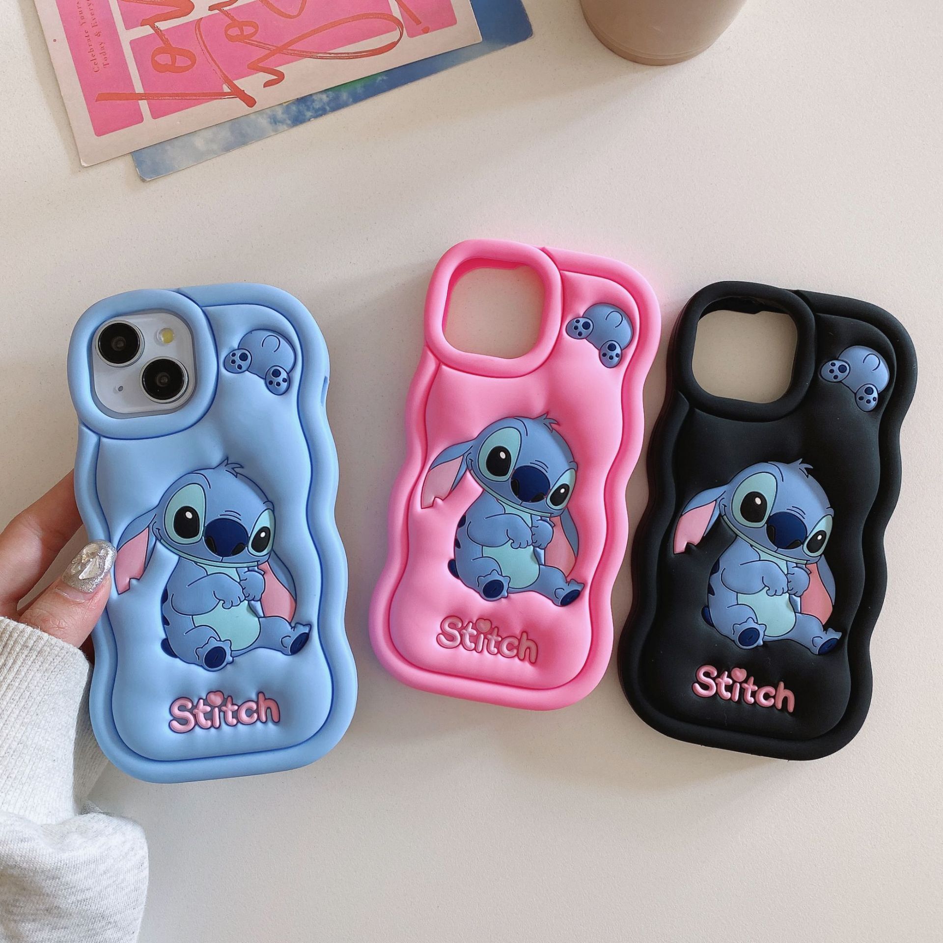 Cartoon Silicone Stitch English Anti-drop Protective Suitable for141516Promax Phone Case ddmythur