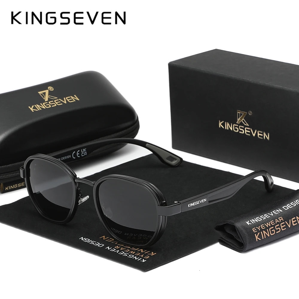 Kingseven Fashion Vintage Round Sunglasses Men Women Classic Retro Polarized UV400 Eyewear Driving Fishing Casual Glasses 250707