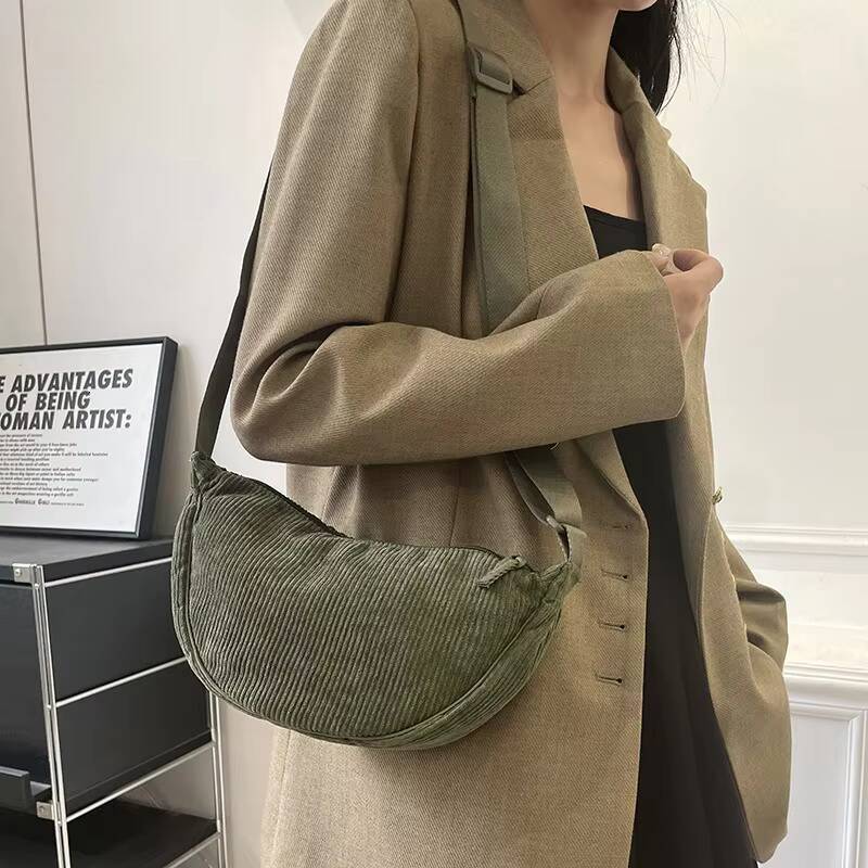 Corduroy Crossbody Bags for Ladies Large Capacity Shoulder Fashion Purse and Handbags Solid Color Women Messenger Bag ddmynov