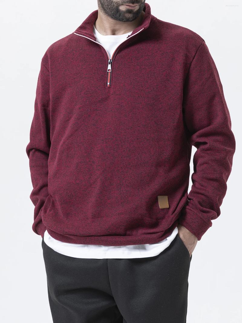 Men's Hoodies Quarter Zip Up Sweaters Slim Fit Lightweight Mock Neck Pullover Casual Half Turtleneck Knitted Outdoor Streetwear