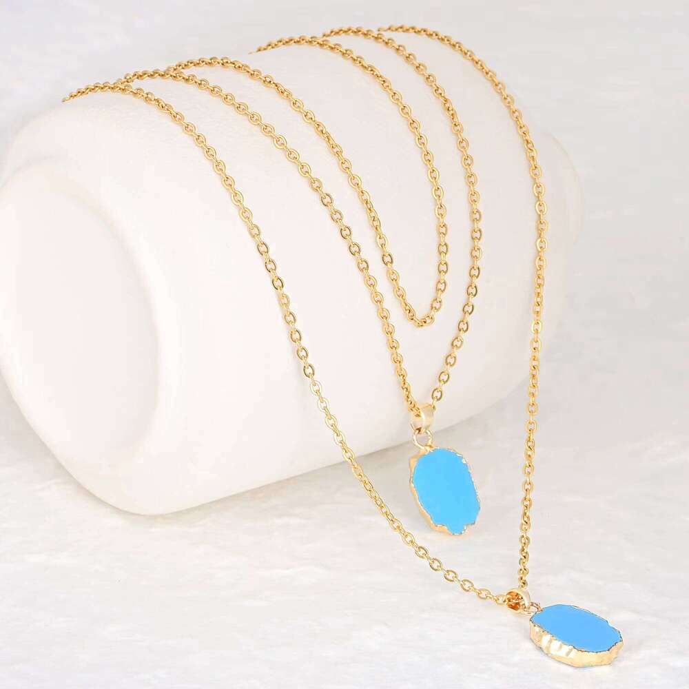Design Bohemian Natural Copper Chain Howlite Women's Stone Pendant Necklace