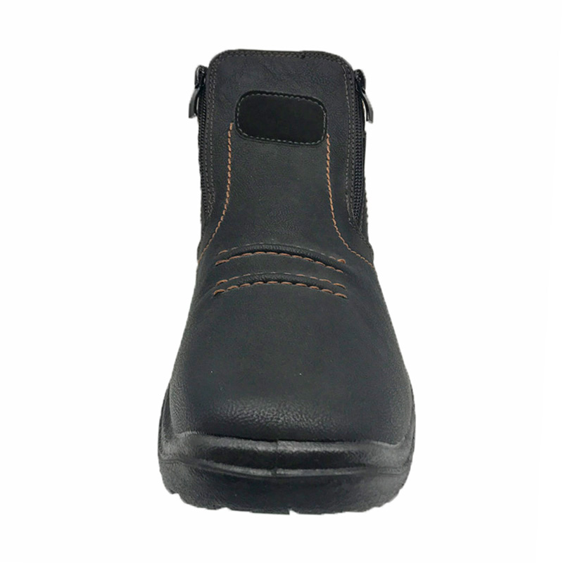 Warm Fur-Lined Mens Work Safety Ankle Boots for Winter