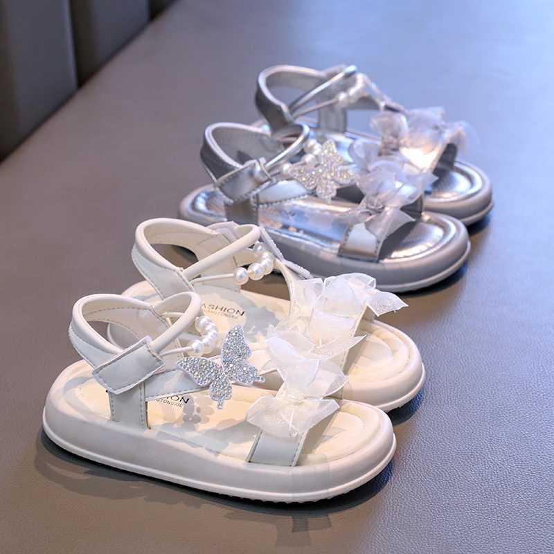 100% Cotton Linen Cotton Linen Cotton Dress Shoes Elegant Lace Pearl Childrens Summer Sandals New Sweet Fashion Kids Causal Wedding Party Sandals R250