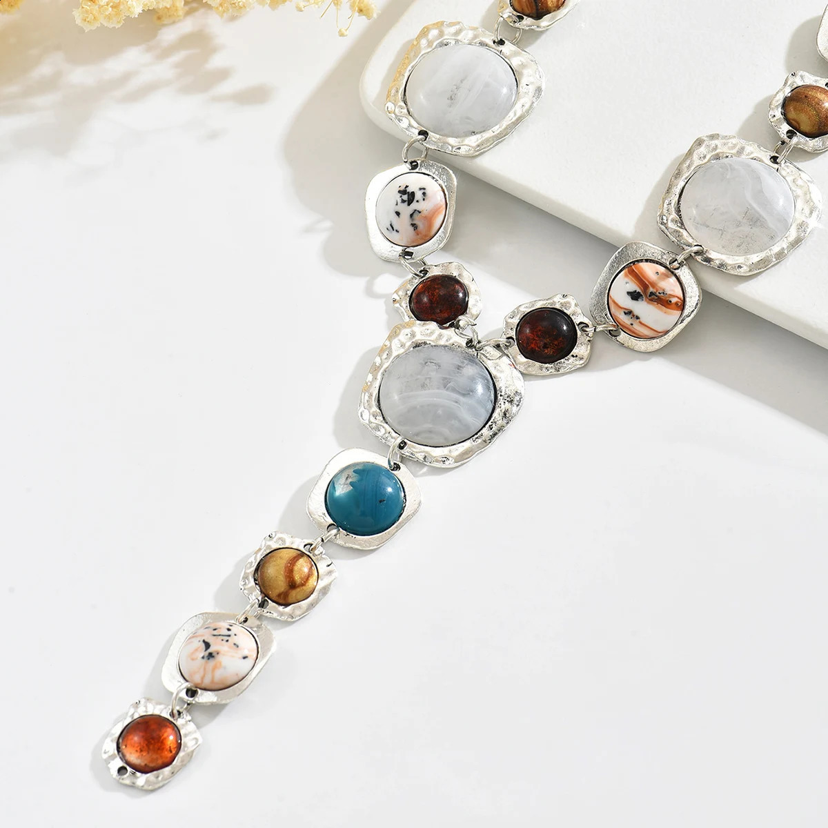 Vintage Exaggerated Y-shaped Long Necklace for Women Stylish Chunky Geometric Pendant Necklaces Boho Fashion Jewelry Accessories 250707