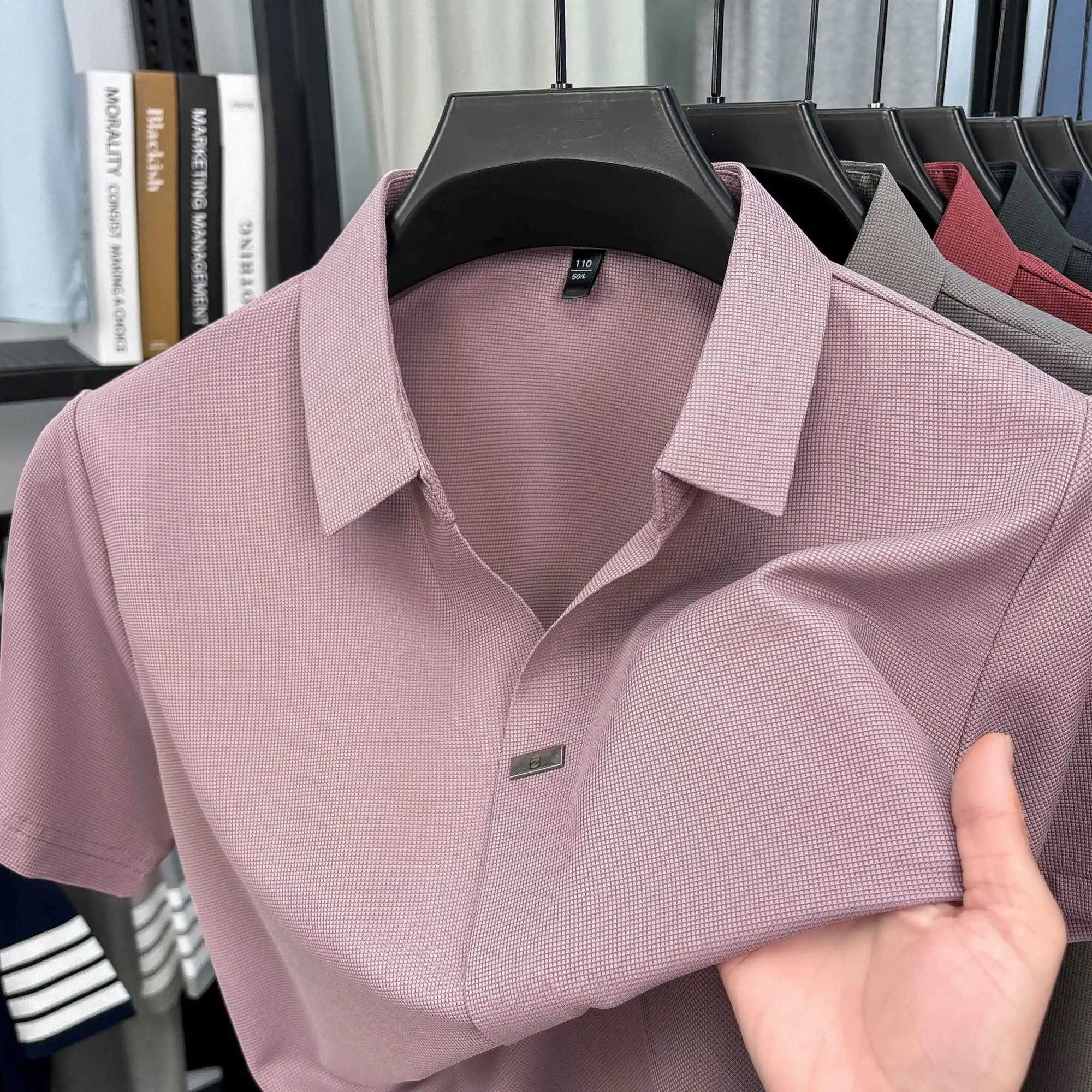 Summer New Solid Color Short-Sleeved Polo Shirt Mens High-End Casual Lapel Half-Sleeved T-Shirt Bottoming Shirt Y250707 Y250707