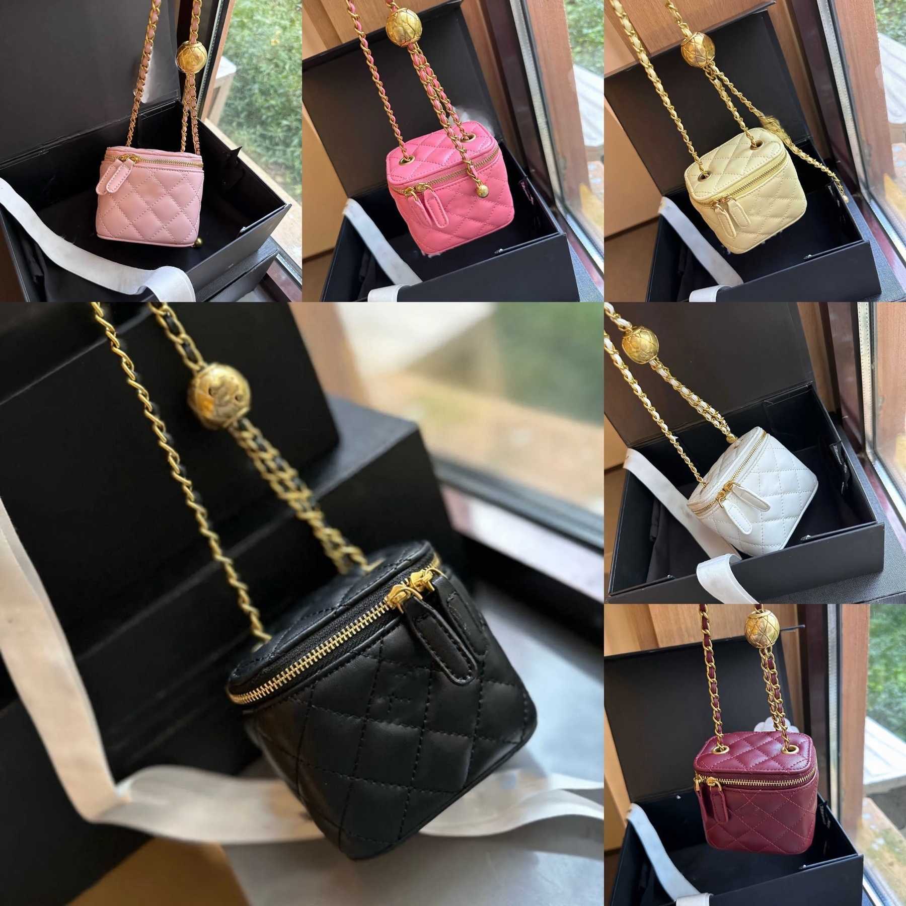 Totes Totes Gold Crossbody Bags Mini Sheepskin Shoulder Bag Luxurious Handbag with Golden Ball Chain Portable Cosmetic Lipstick Holder for Ladies Fashion