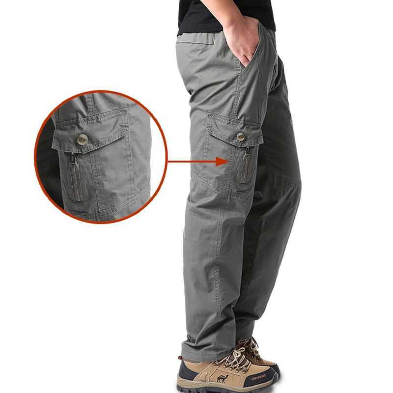 High Quality Mens Cotton Cargo Pants Casual Multiple Pocket Tactical Pants Spring Autumn Outdoor Camping Hiking Work Pants z250705SFA7