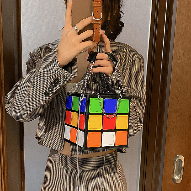 free shipping designer 2025 new fashionable personalized cute Rubik's Cube bag design handbag features niche
