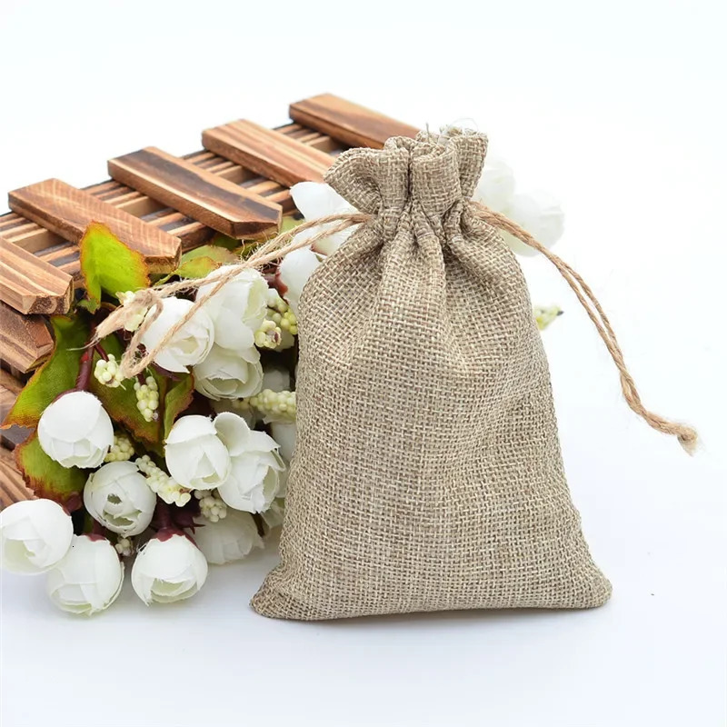 10pcs/lot Jute Linen Drawstring Bag Gift Bag Diy Handmade Bag Pack Christmas Party Wedding Jewelry Pouch 250702