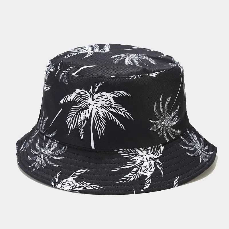 Spring/Summer Sun-Protect Hat Bob Mens Fashion Coco Print Bucket Hat Unisex Fisherman Hat Womens Leisure Basin Cap Y250707