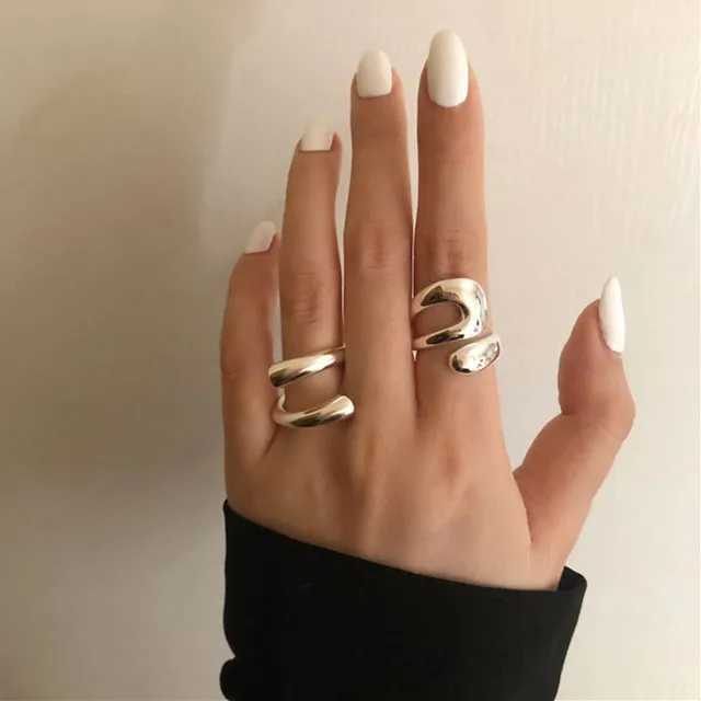 925 Sterling Silver Smooth Rings For Women Hollow Out Chain Jewelry Beautiful Finger Open Rings For Party Birthday Gift XJ250707