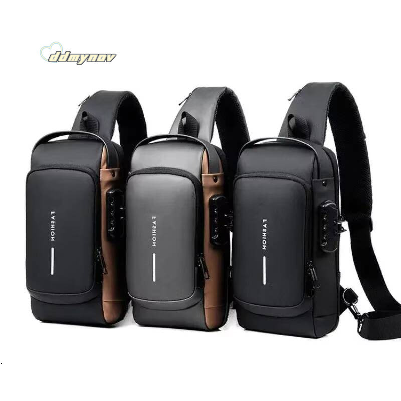 Men Anti Theft Chest Bag Shoulder USB Charging Crossbody Package School Short Trip Messengers Bags Mens Oxford Sling Pack ddmynov