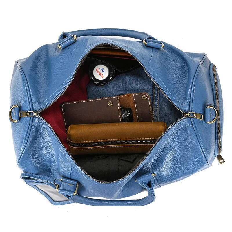 Genuine Men Women Cow Leather Carry On Lage Travel Shoulder Male Female Weekend Duffle Bag