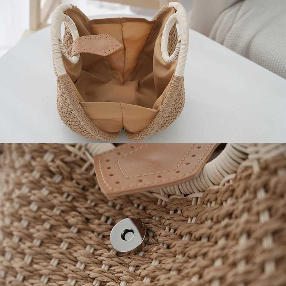 Bag Summer For Women Large Capacity Female Beach Tote Bag Round Shape Handwoven Shell Handbag