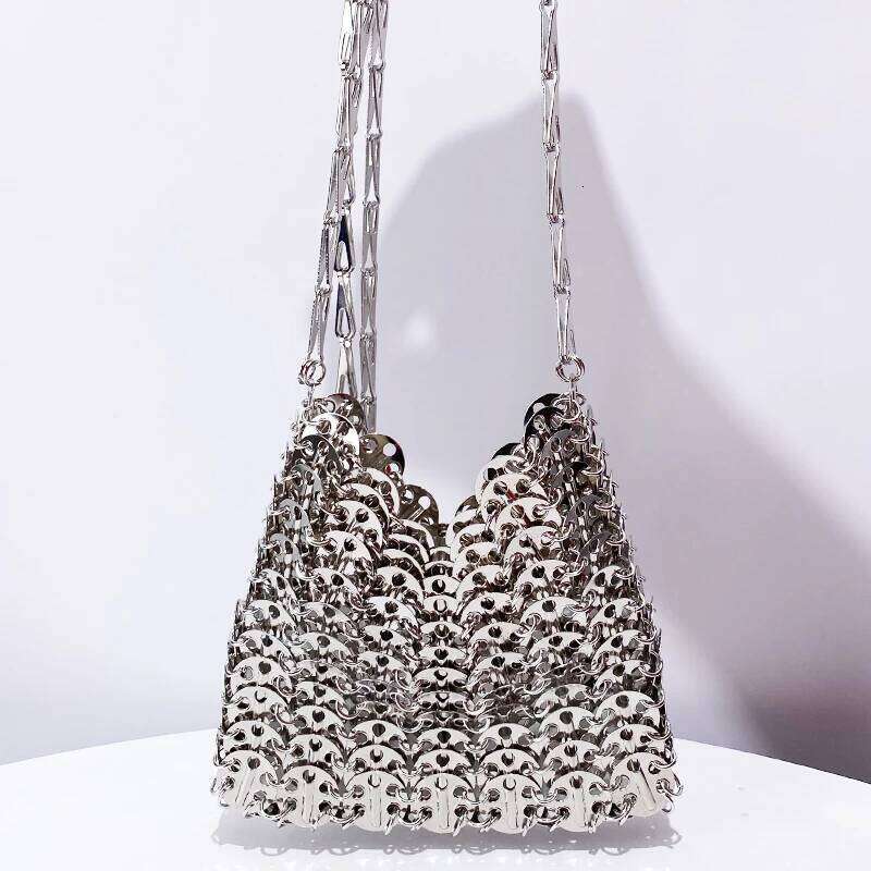 Women's Bags Designer Metallic Ladies Evening Bags Fo Women Designe Handbags Puses New In Sequined Woven Hollow Out Mini Stap