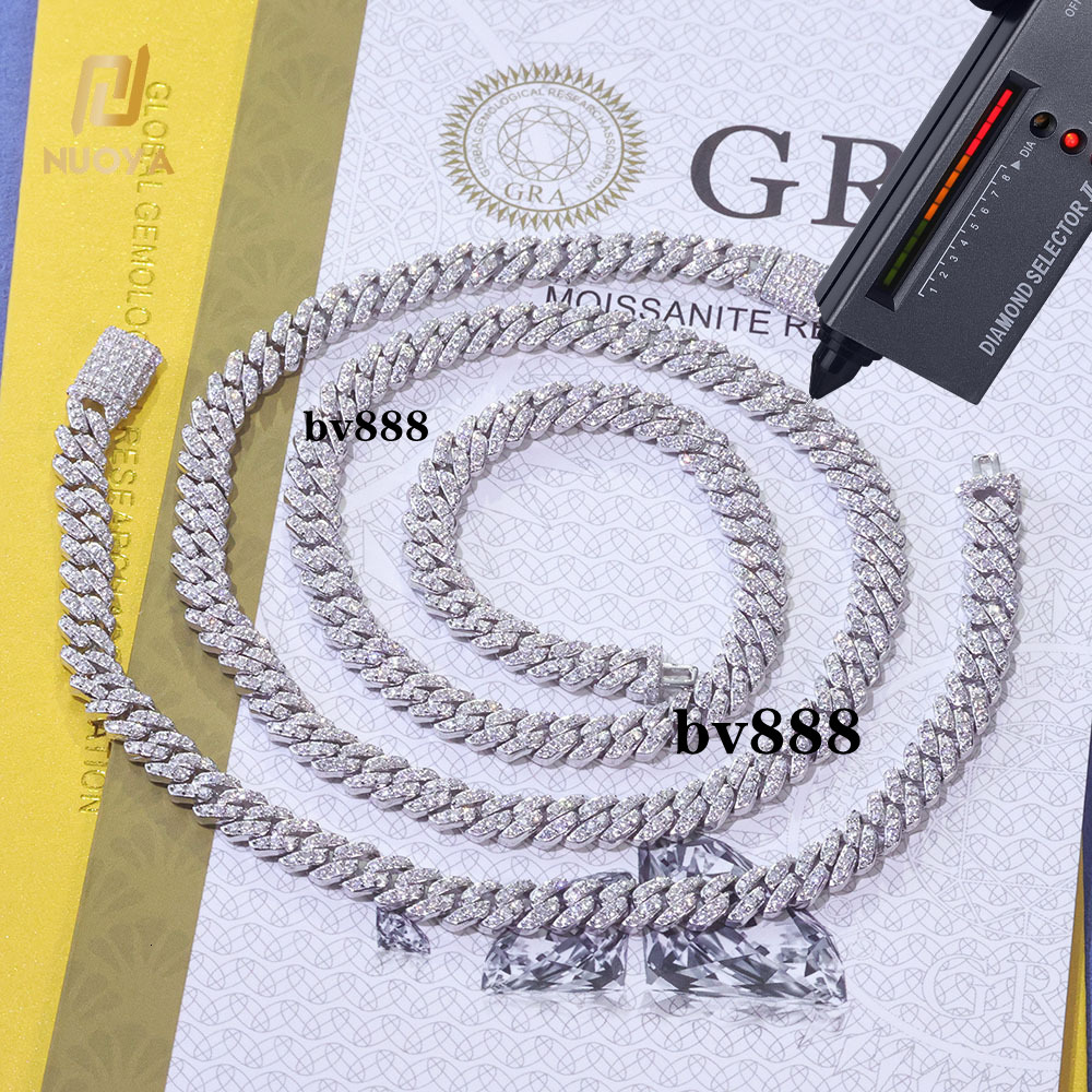 Hight Quality 6MM VVS Moissanite Cuban Link Hip Hop Jewelry for Women White Gold 925 Silver Cuban Chain ecklace for Gift