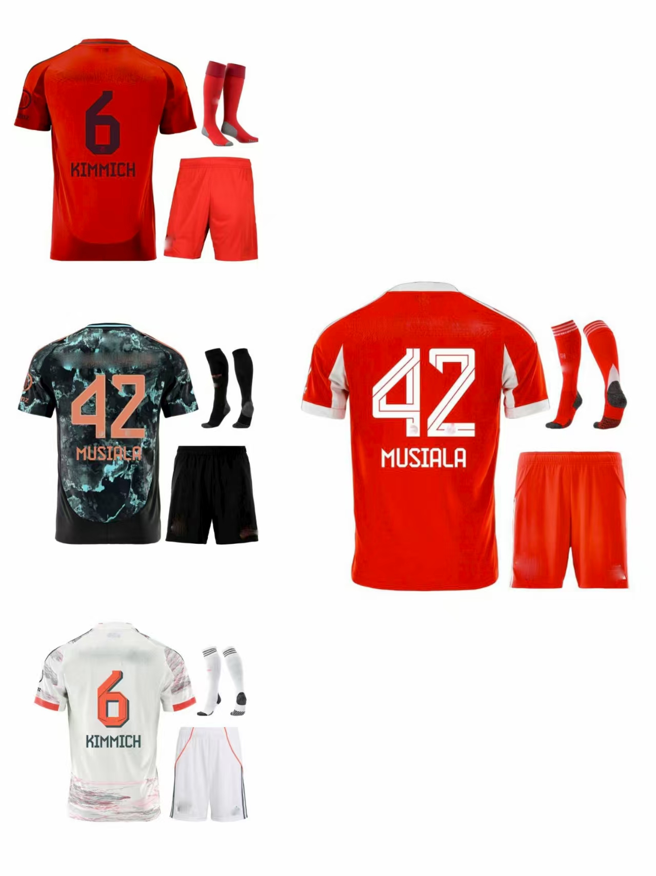 Season 2526 No. 9 Kane Home and Away No. 6 Kimmich No. 10 Kimmich No. 8 Gretzka No. 19 Davis Kids' Kits Training Sports Casual Match Short Sleeve