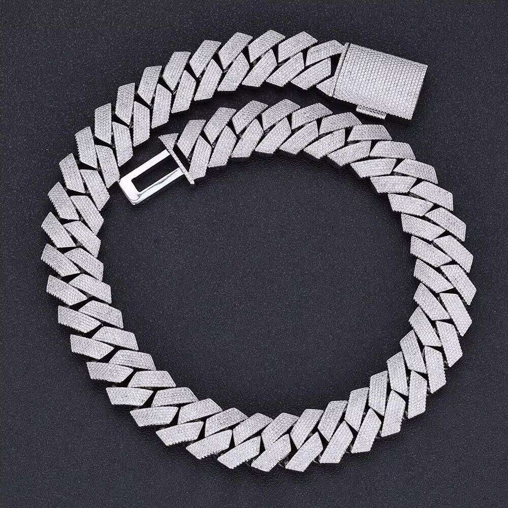 NUOYA 25MM Chunky Link 6 Row Full Dia Iced Out Prong Cuban Chain Hip Hop Jewelry Necklace for Men Women