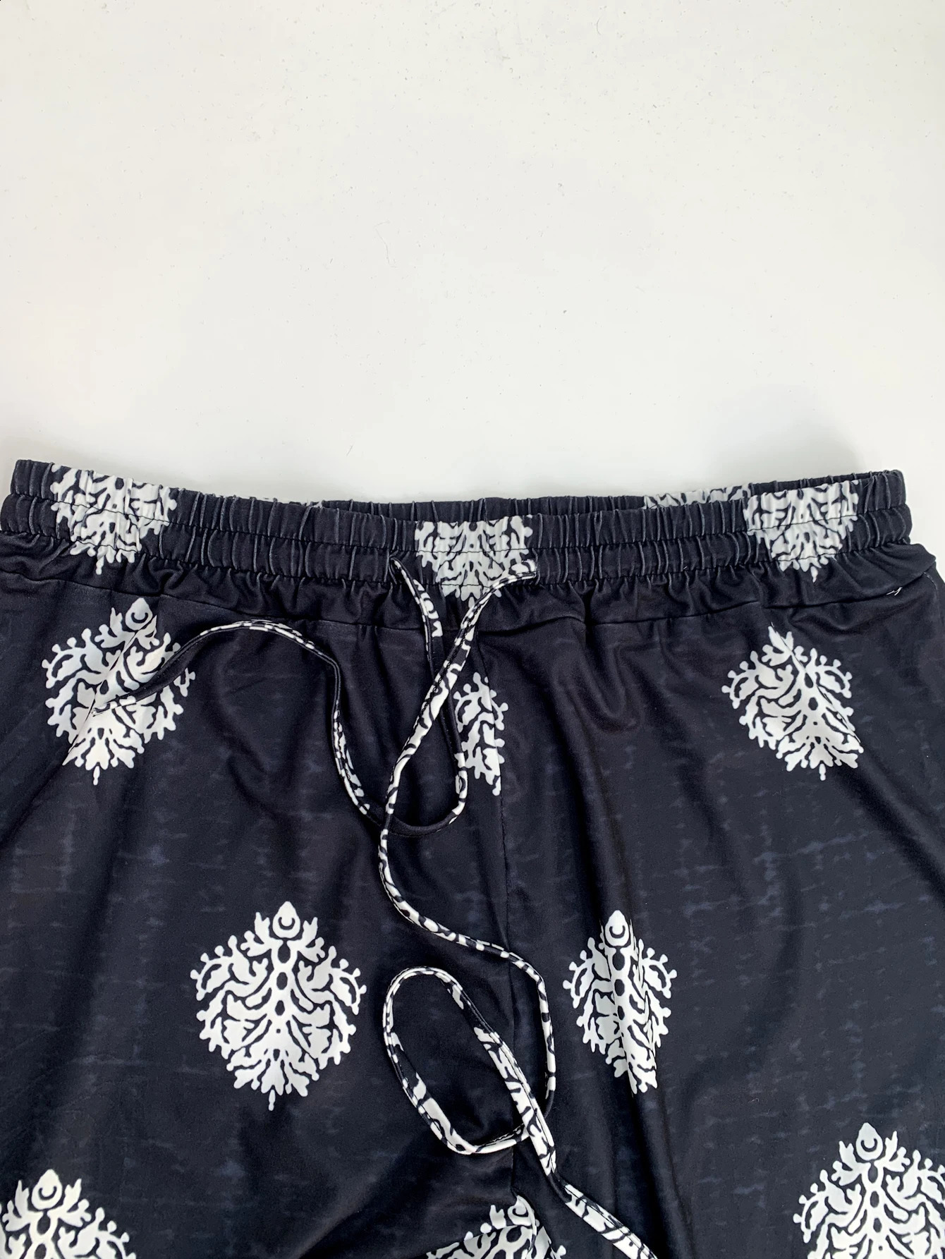 Plus size womens niche retro print wideleg pants for women fashion loose drawstring n casual 250628