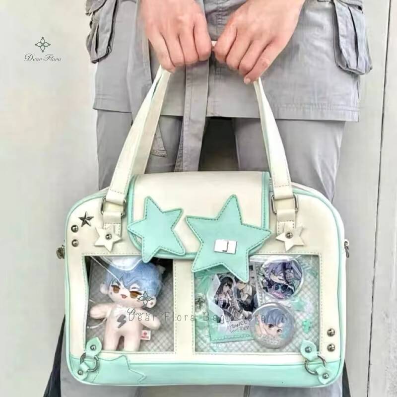 Y2K Trendy Star Ita Lolita Girl Transparent Pocket Fashion Crossbody Womens DIY Display Shoulder Bag Cute Purse Handbag ddmynov