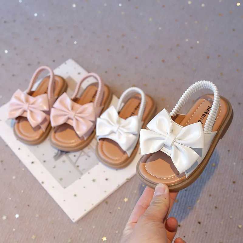 2025 Summer Girls Bow Design Sandals for Girls Kids Sandals Children Beach Shoes Open Toe Flat Anti-slip Rubber Ankle Strap R250707