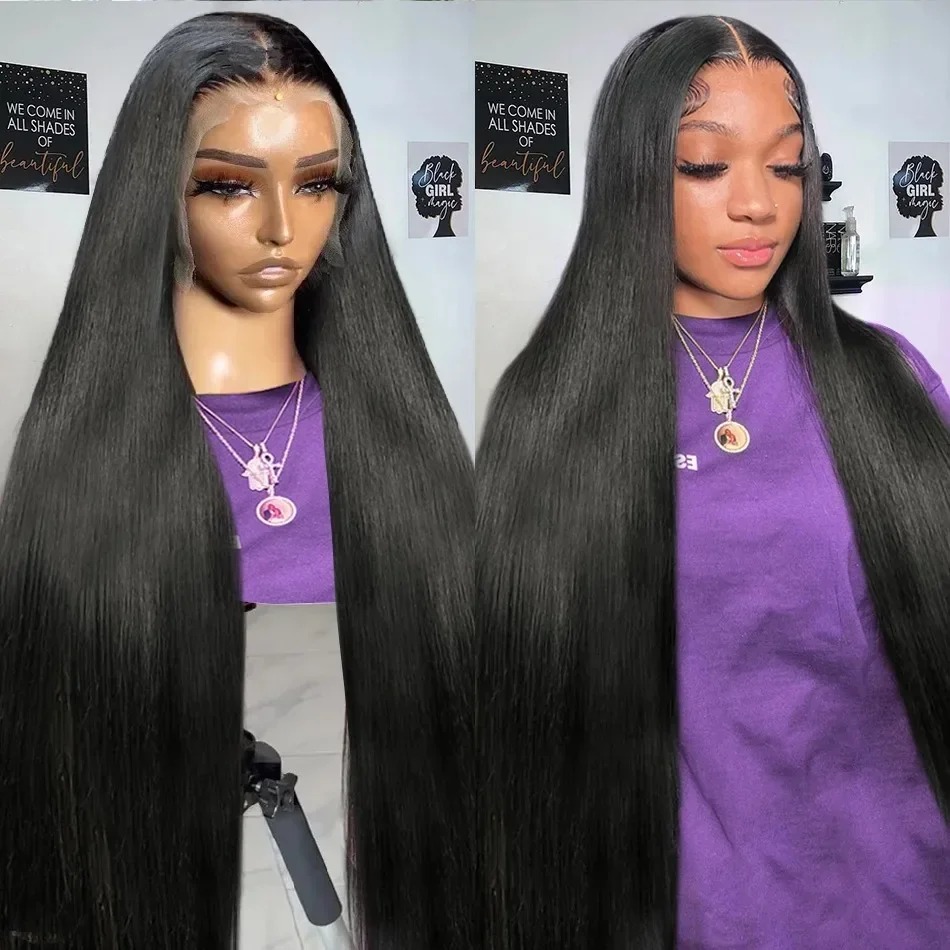 30 40 Inch 13x4 HD Transparent Bone Straight Lace Front Wigs 250 Density 360 Full Lace Brazilian Human Hair Wigs For Women Synthetic Wig
