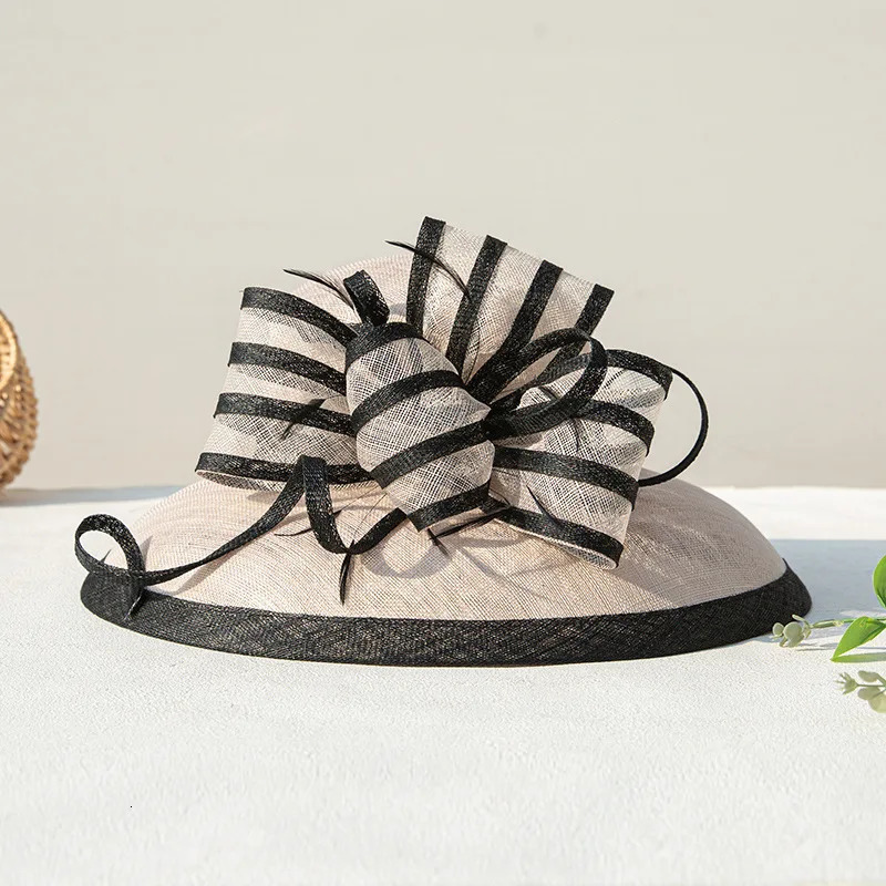 Elegant Female Sinamay Bowler Hat with Flower Feather for Women Perfect Wedding Cocktail Tea Party Kentucky Visor Bucket Cap 250707