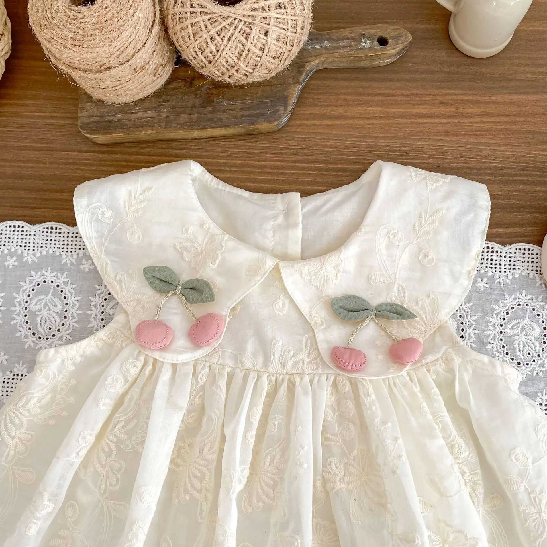 New Summer Dress for Girls Sweet Flower Embroidered Princess Skirt Lotus Leaf Edge Sleeveless Tank Top Skirt for Baby Girls R250707