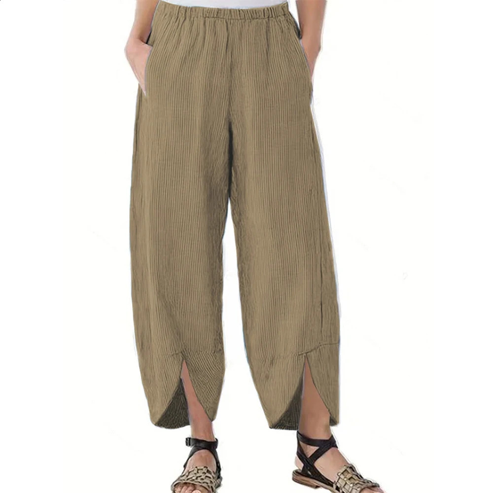 Plus Size 2024 Fall Womens Large Velvet Wide Leg Pants High Waist Straight Loose Casual 250628